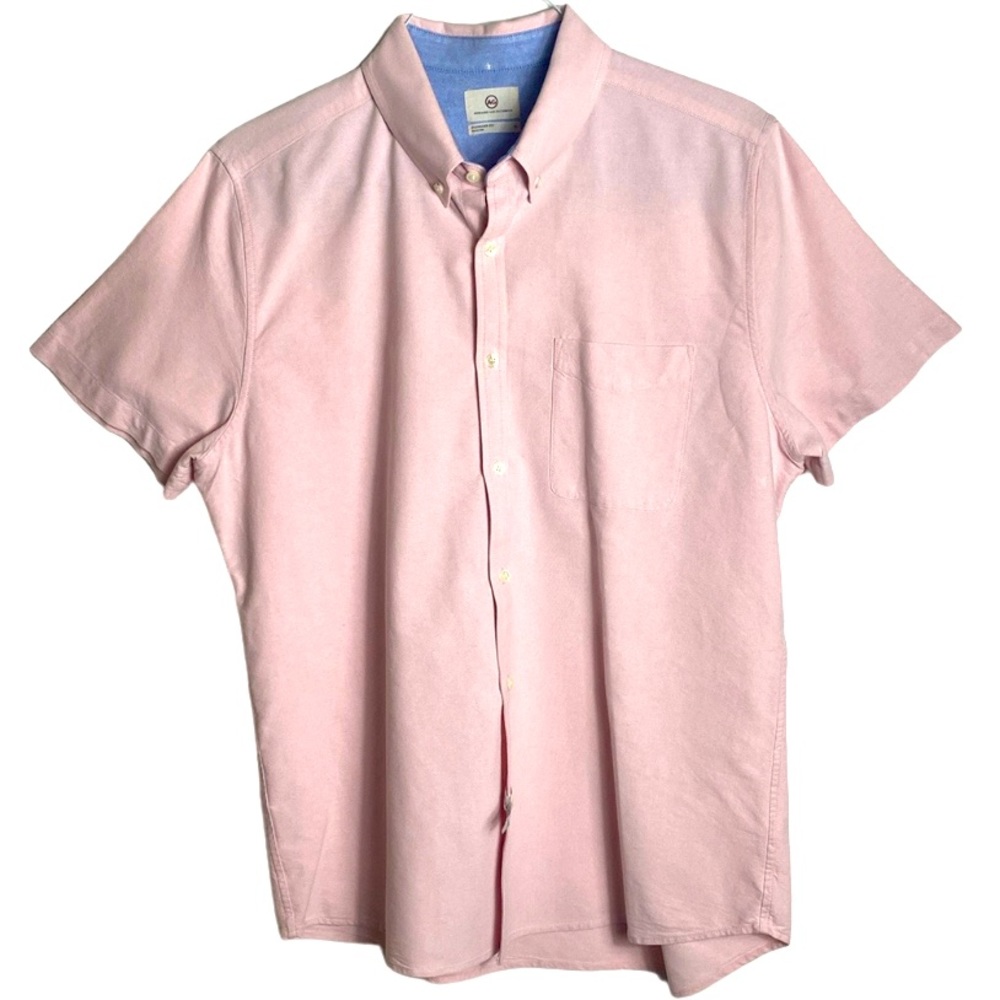 ADRIANO GOLDSCHMIED AG Men's Standard Fit SS 100% Cotton Pink Blue Shirt Size XL